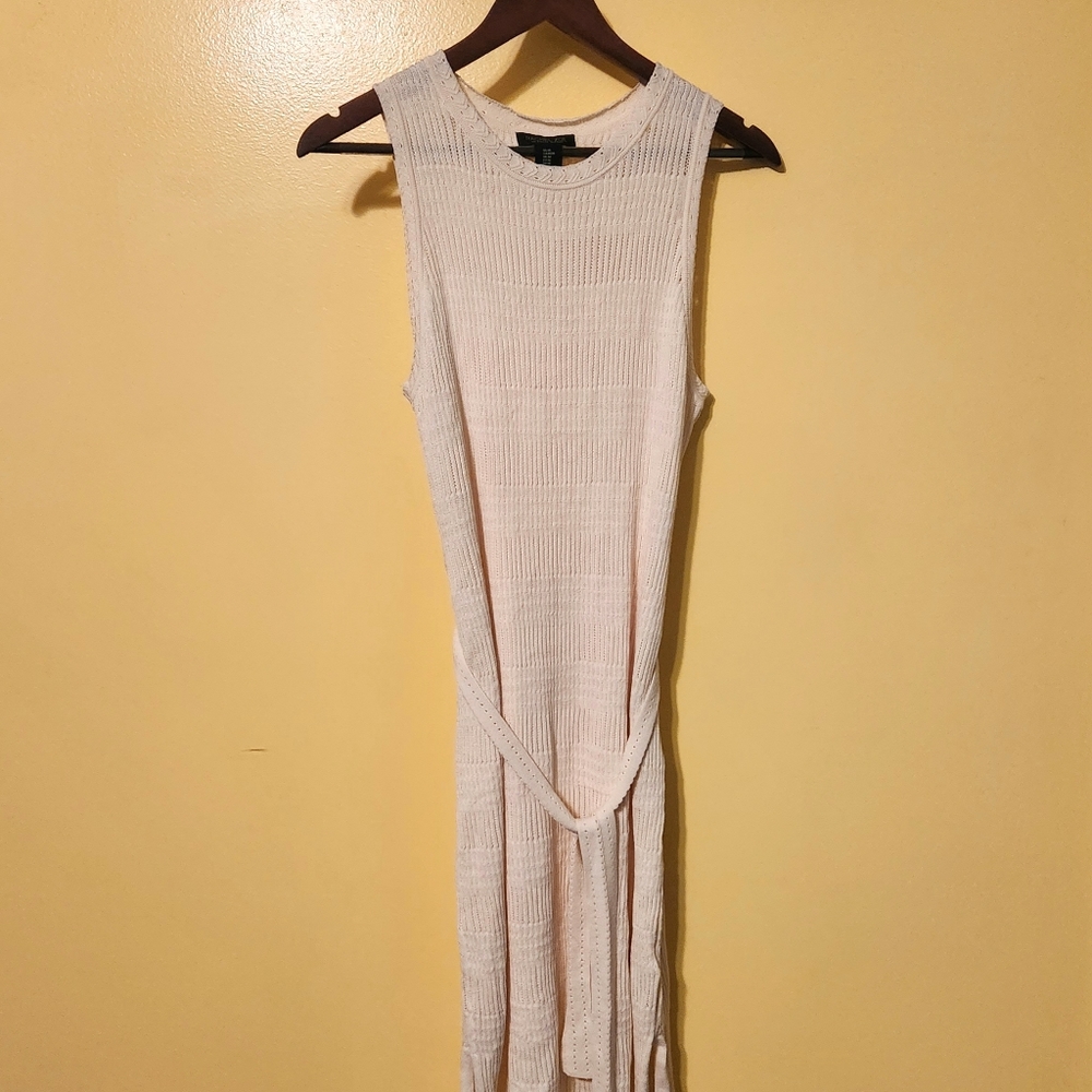 Rachel Zoe | Dresses | Rachel Zoe Womens Ivory Knit Dress Maxi Belt Sleeveless Size Medium